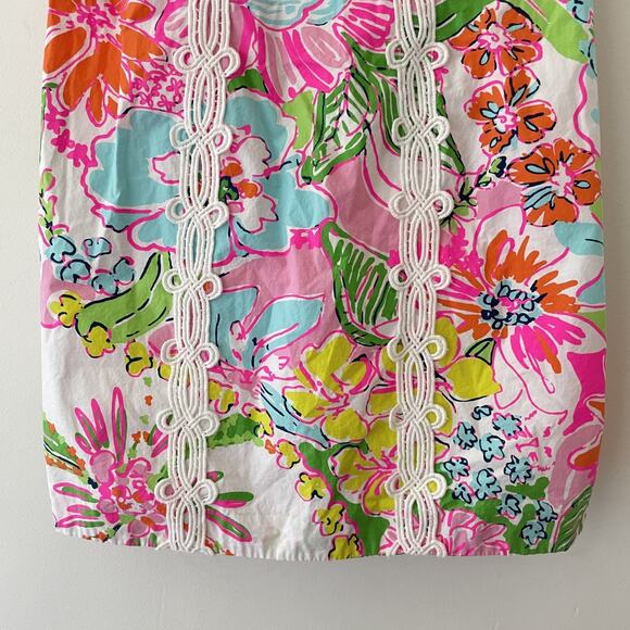 Lilly Pulitzer Floral Shift‎ Dress Cotton Sleeveless Tropical Resort Sz 8 Preppy - Picture 8 of 9